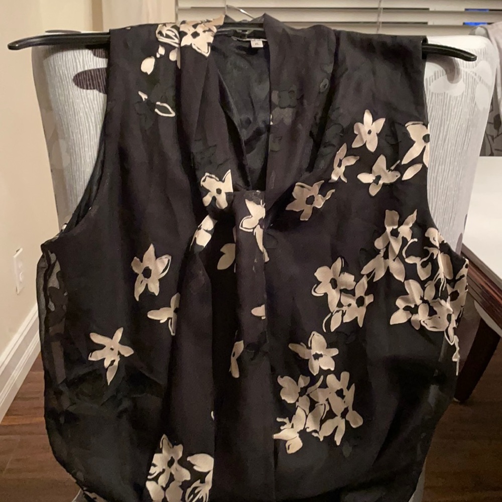 Moa Moa sleeveless top size XL. Color Black and Tan - Picture 1 of 7